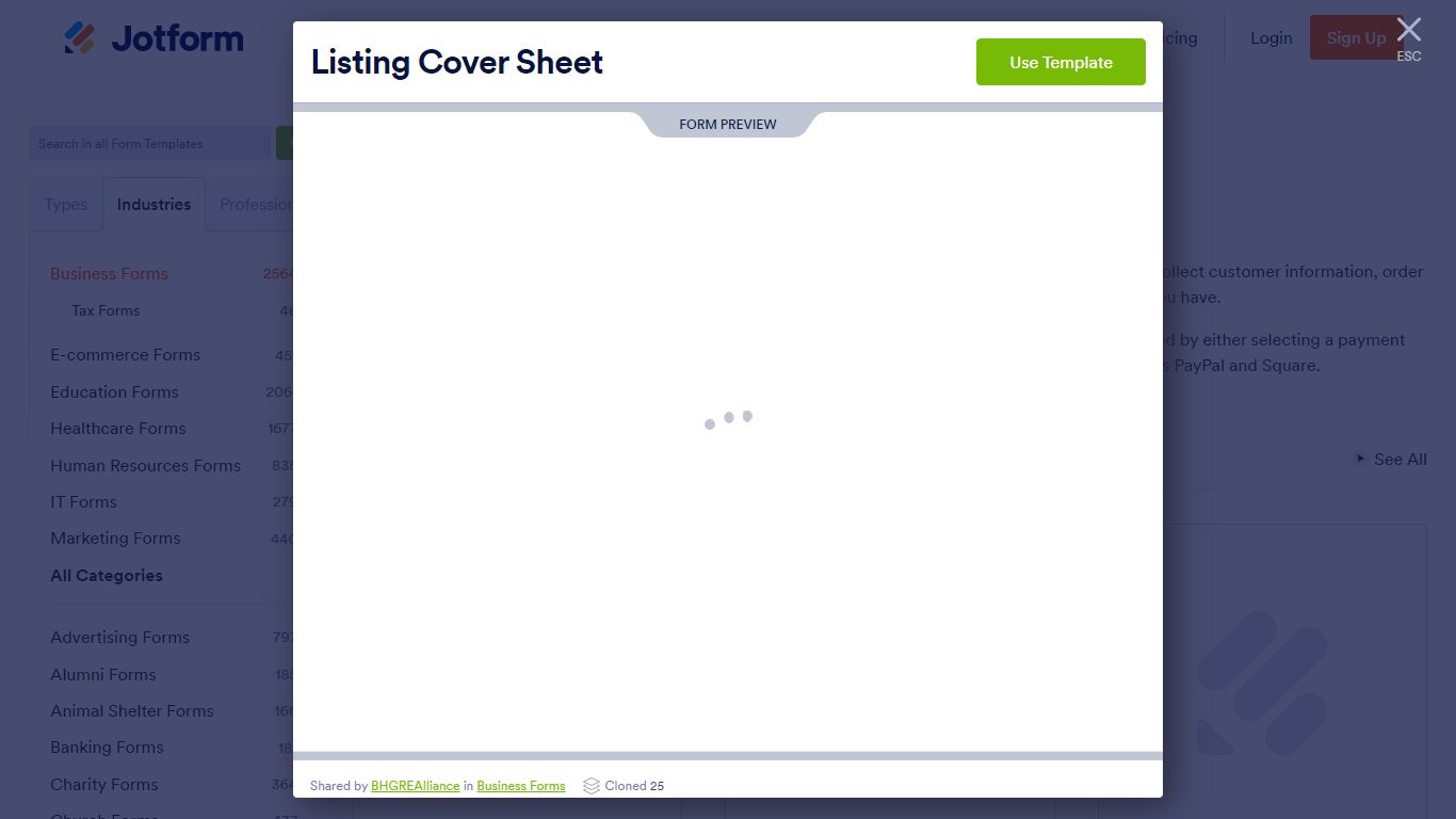 Listing Cover Sheet Form Template | Jotform