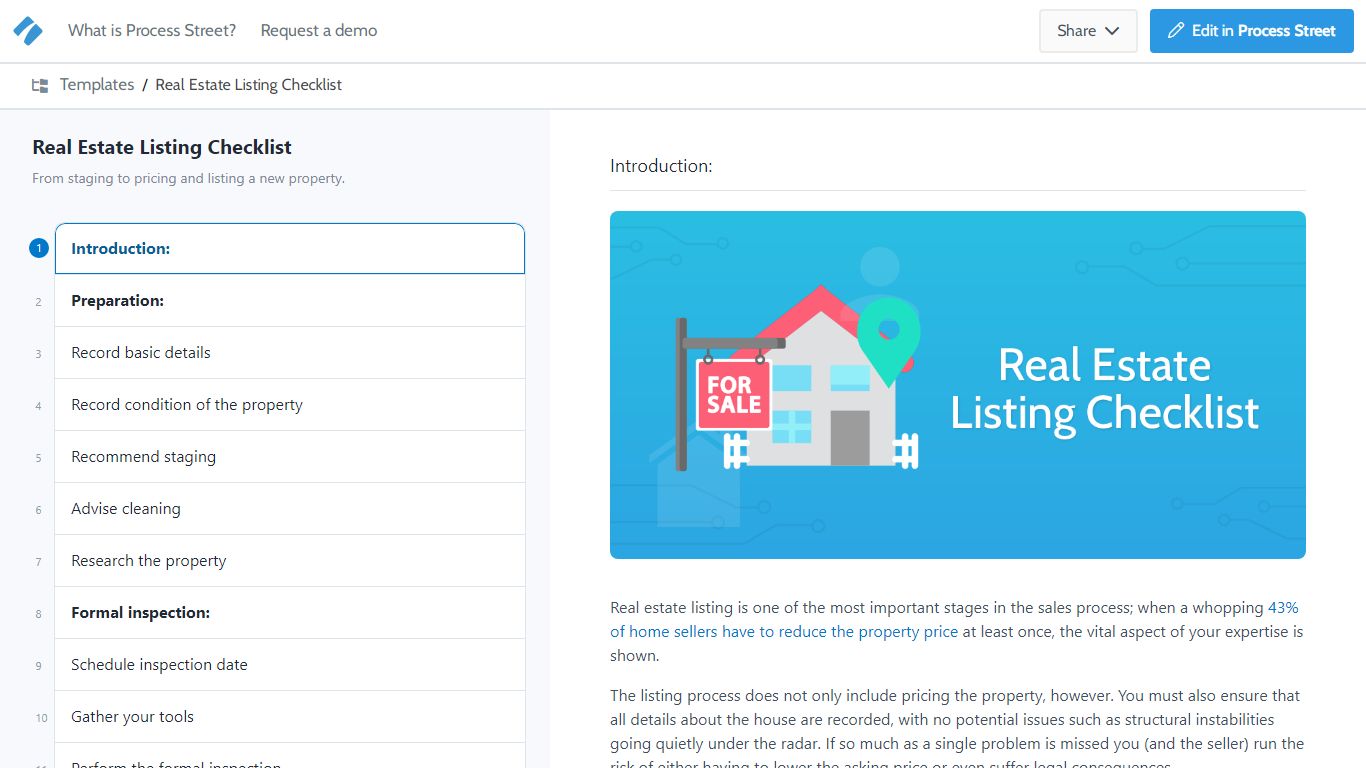 Real Estate Listing Checklist | Process Street